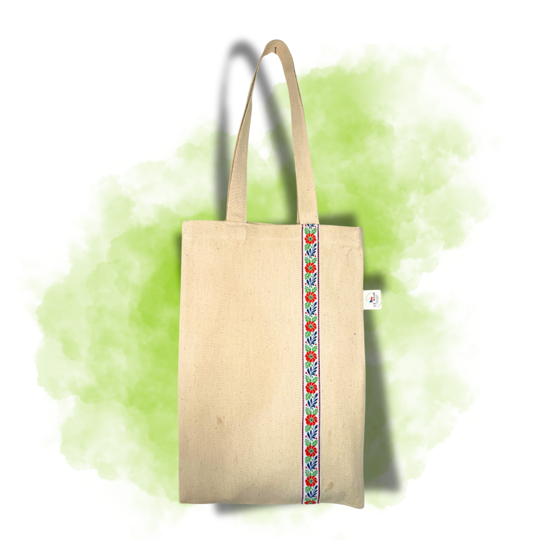 Weintasche mit mährischem Muster – Weiss