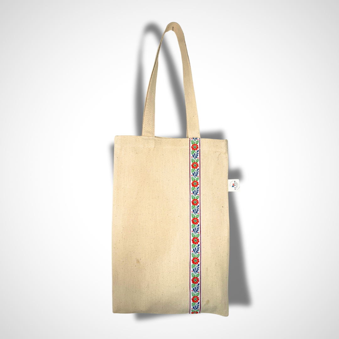 Weintasche mit mährischem Muster – Weiss