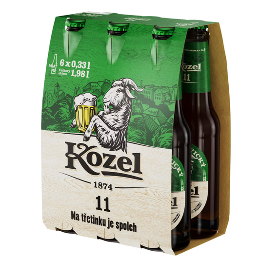 Velkopopovický Kozel 11° – Böhmisches Lagerbier I 6 × 0,33 l Glasflaschen